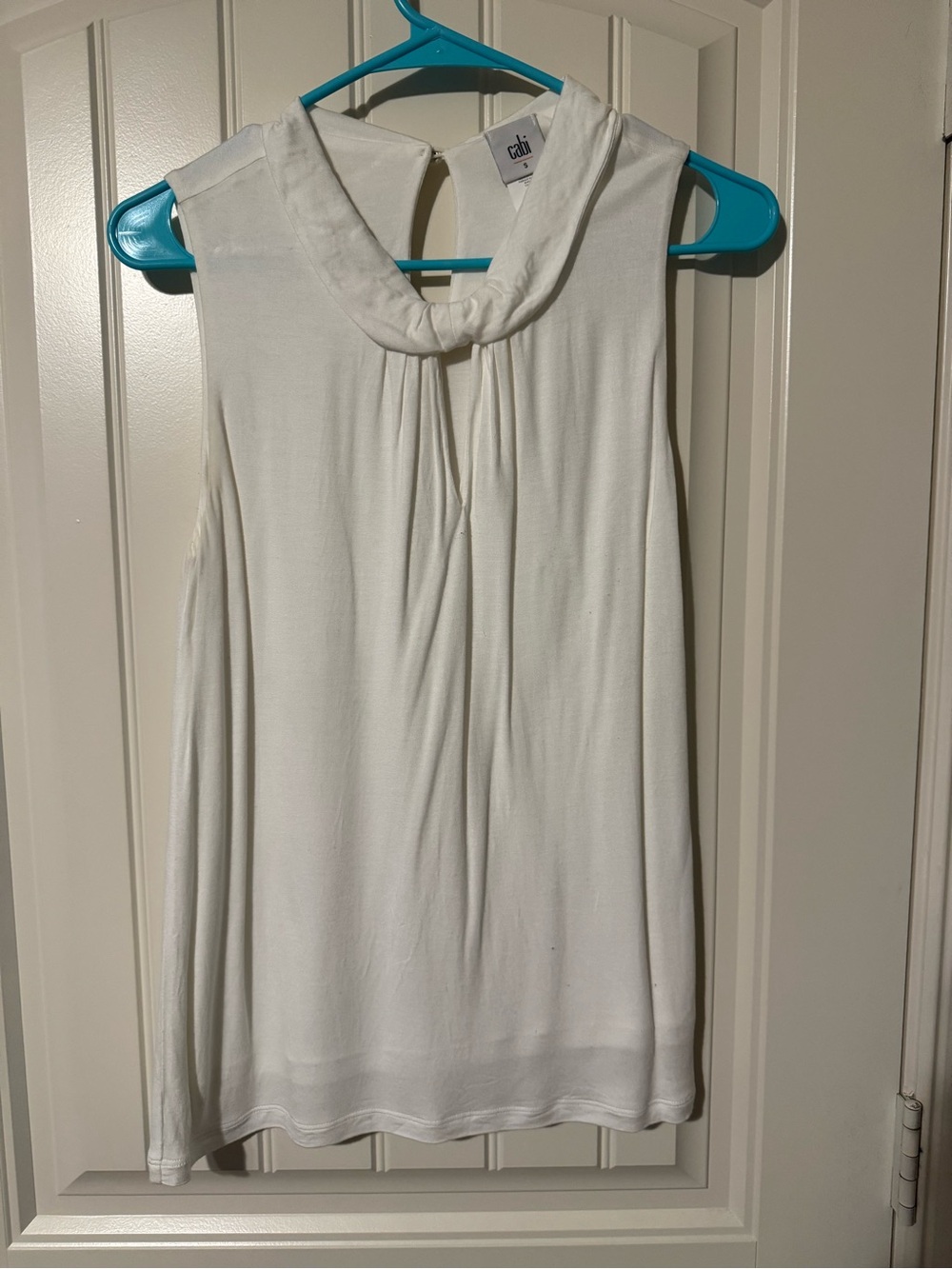 CAbi White Twist-Neck Sleeveless Top
